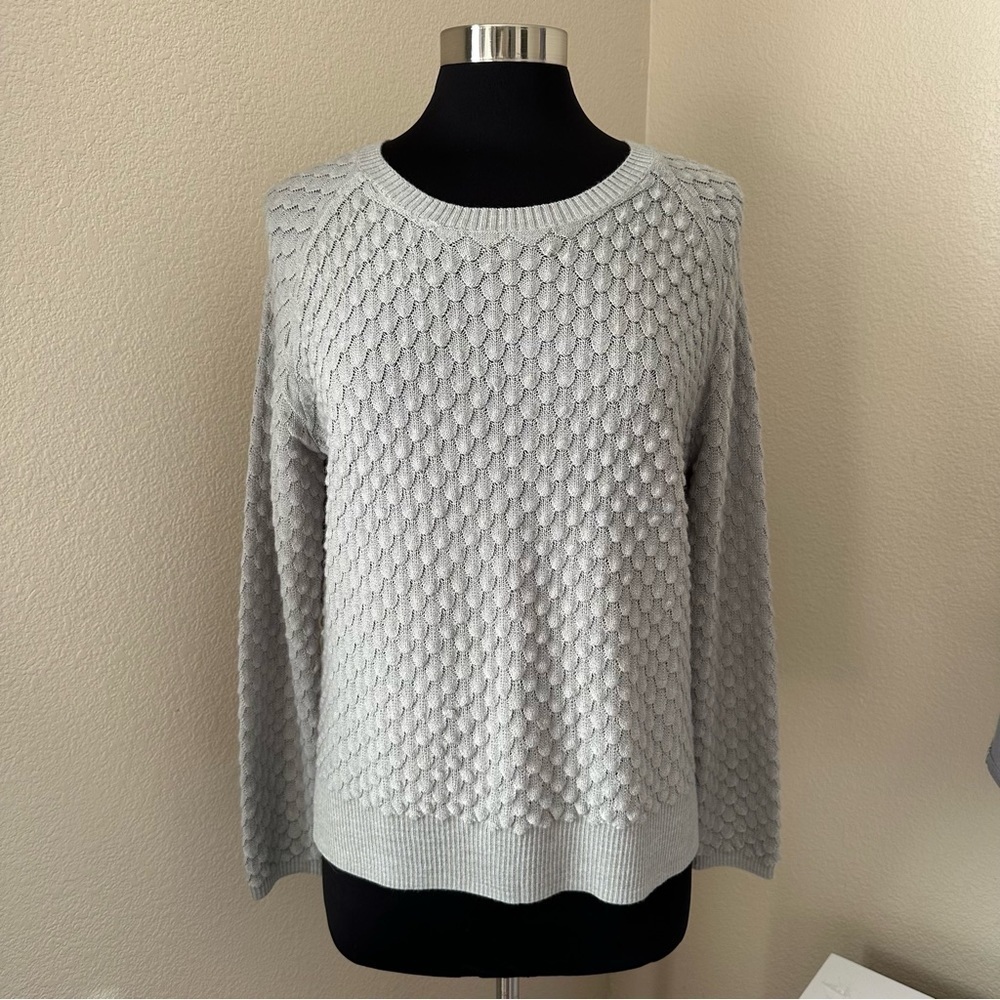 French Connection Scallop Texture Wool Blend Olive Green Sweater Size XS
